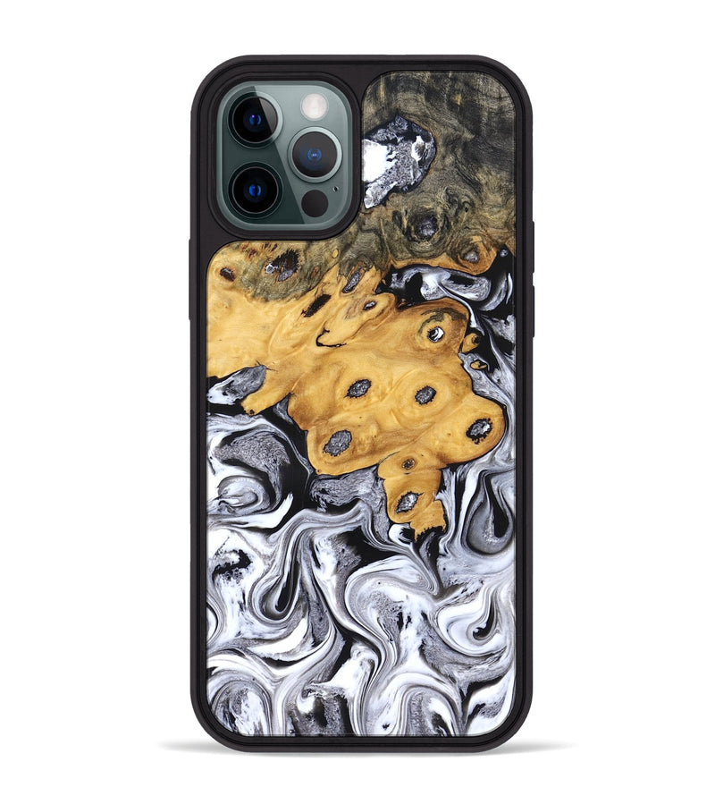 iPhone 12 Pro Max Wood Phone Case - Kinley (Black & White, 827604)