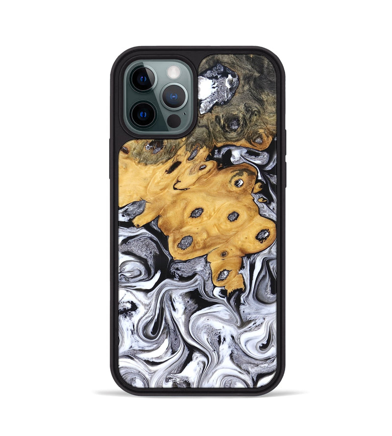 iPhone 12 Pro Wood Phone Case - Kinley (Black & White, 827604)