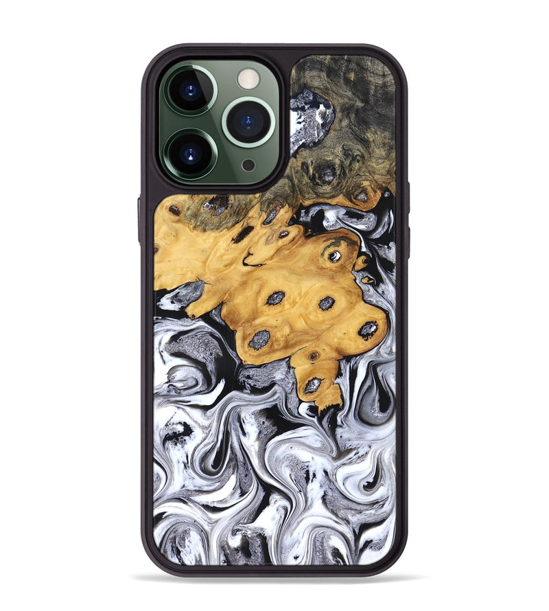 iPhone 13 Pro Max Wood Phone Case - Kinley (Black & White, 827604)