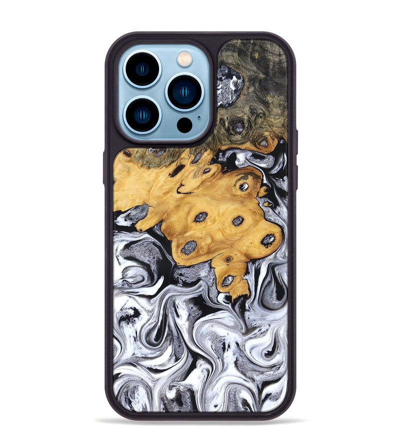 iPhone 14 Pro Max Wood Phone Case - Kinley (Black & White, 827604)