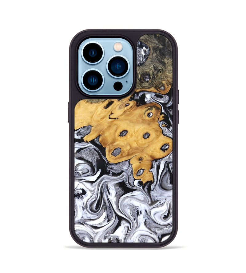 iPhone 14 Pro Wood Phone Case - Kinley (Black & White, 827604)