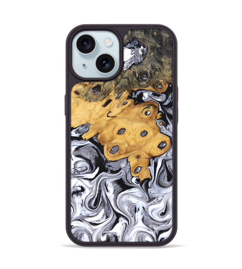 iPhone 15 Wood Phone Case - Kinley (Black & White, 827604)