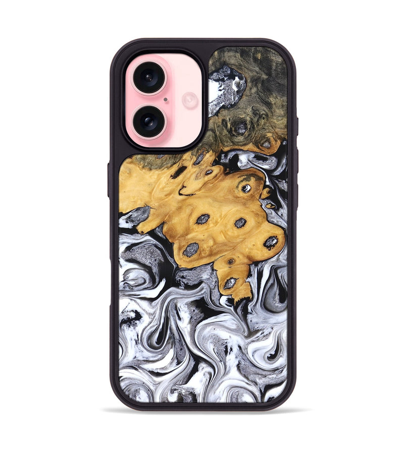 iPhone 16 Wood Phone Case - Kinley (Black & White, 827604)