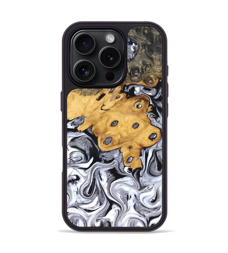 iPhone 16 Pro Wood Phone Case - Kinley (Black & White, 827604)