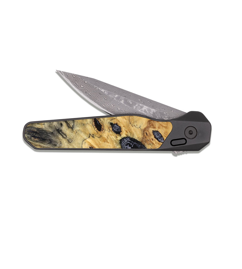 EDC Dark Damascus Wood Pocket Knife - Lucinda (Black & White, 827605)