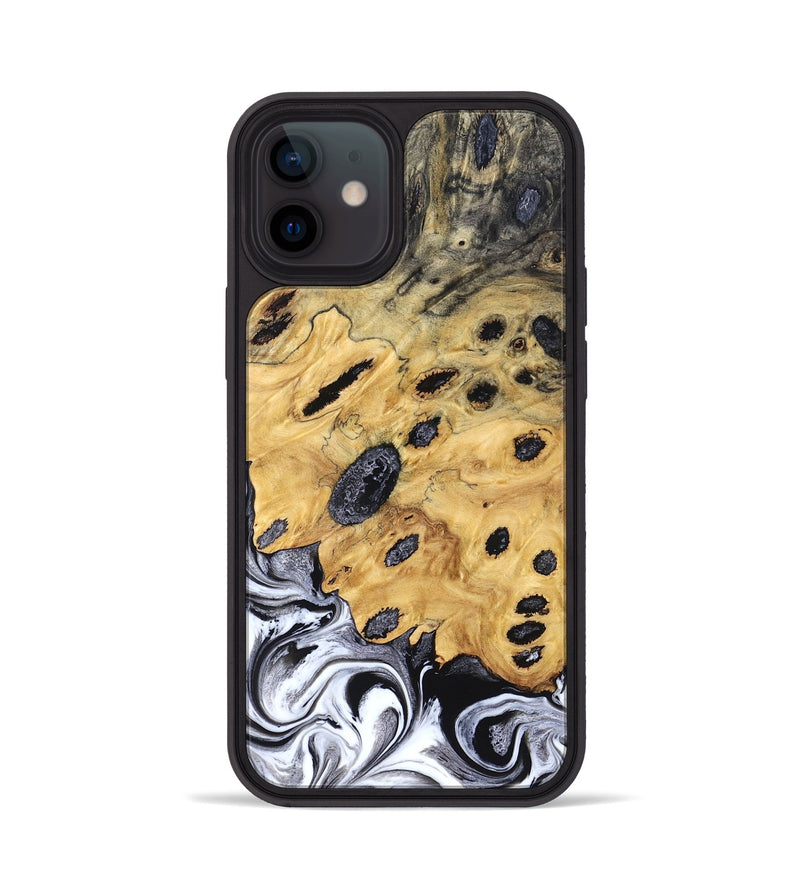 iPhone 12 Wood Phone Case - Lucinda (Black & White, 827605)