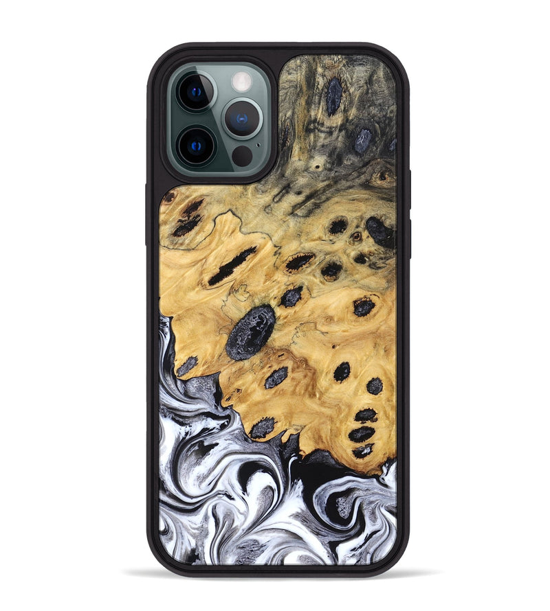 iPhone 12 Pro Max Wood Phone Case - Lucinda (Black & White, 827605)