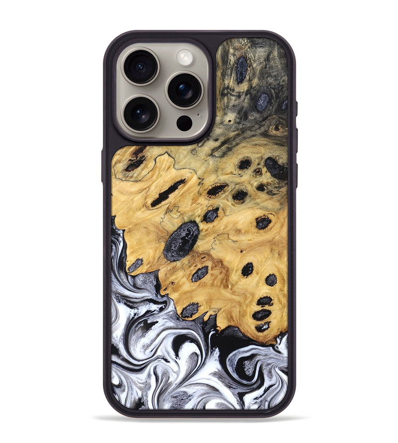 iPhone 15 Pro Max Wood Phone Case - Lucinda (Black & White, 827605)