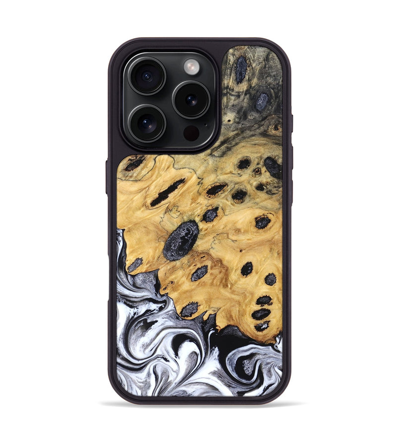 iPhone 16 Pro Wood Phone Case - Lucinda (Black & White, 827605)