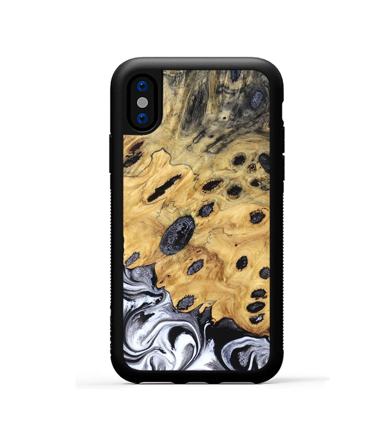 iPhone Xs Wood Phone Case - Lucinda (Black & White, 827605)