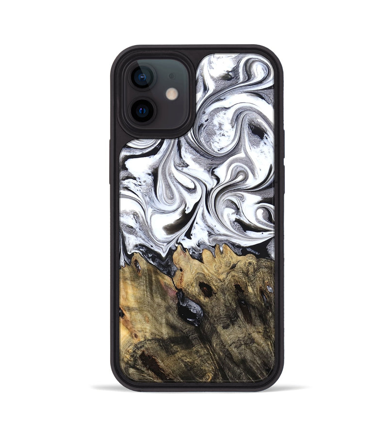 iPhone 12 Wood Phone Case - West (Black & White, 827606)
