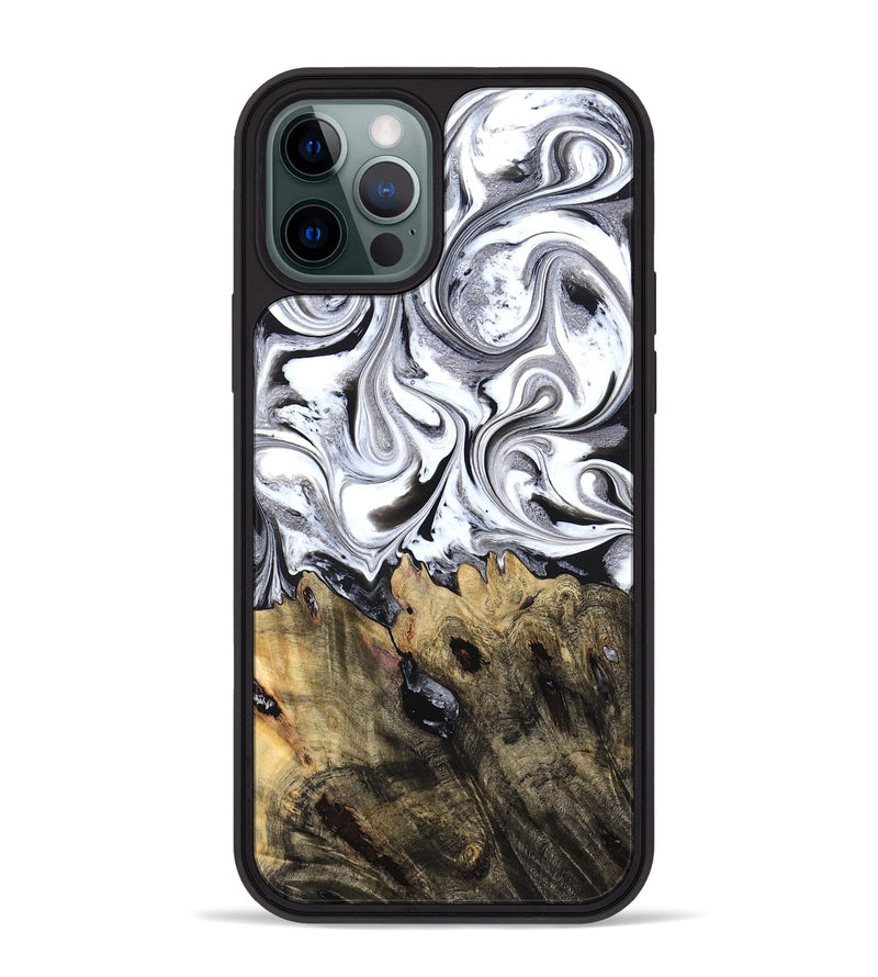 iPhone 12 Pro Max Wood Phone Case - West (Black & White, 827606)