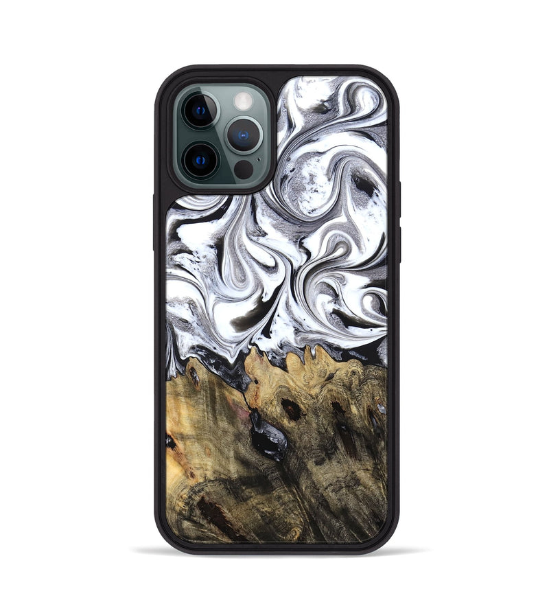 iPhone 12 Pro Wood Phone Case - West (Black & White, 827606)