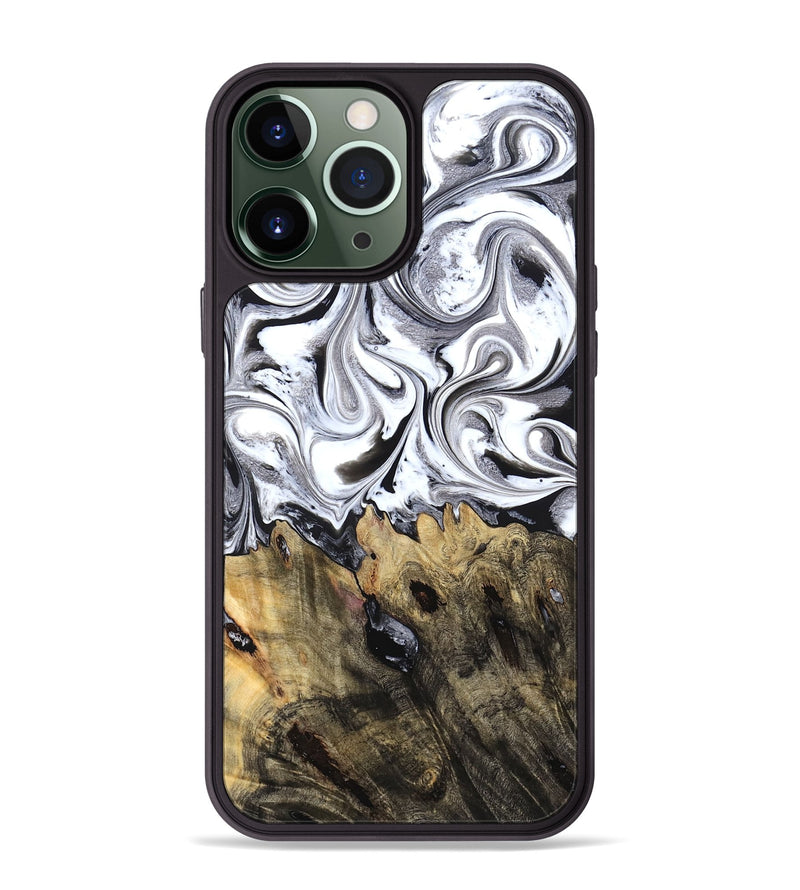 iPhone 13 Pro Max Wood Phone Case - West (Black & White, 827606)