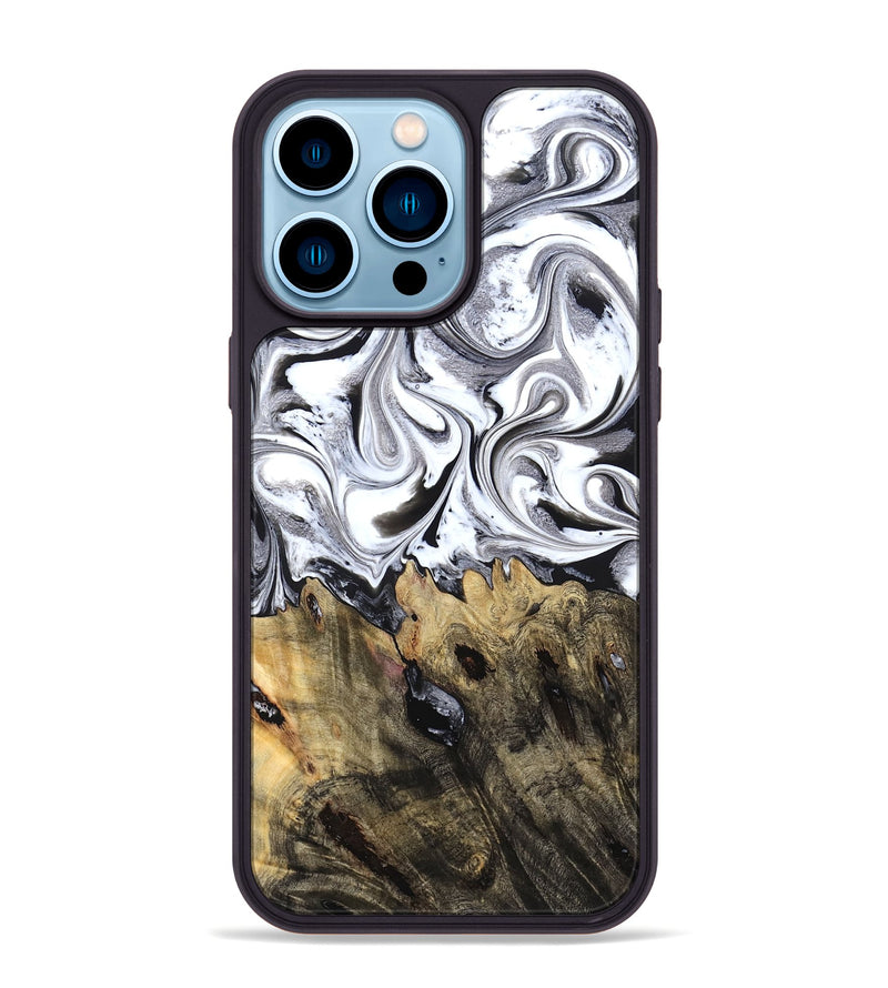 iPhone 14 Pro Max Wood Phone Case - West (Black & White, 827606)