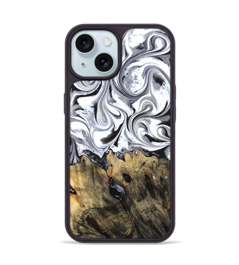 iPhone 15 Wood Phone Case - West (Black & White, 827606)