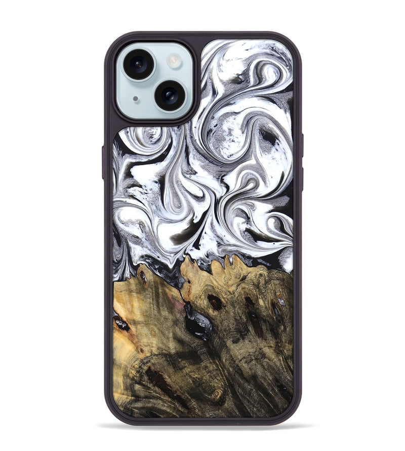 iPhone 15 Plus Wood Phone Case - West (Black & White, 827606)