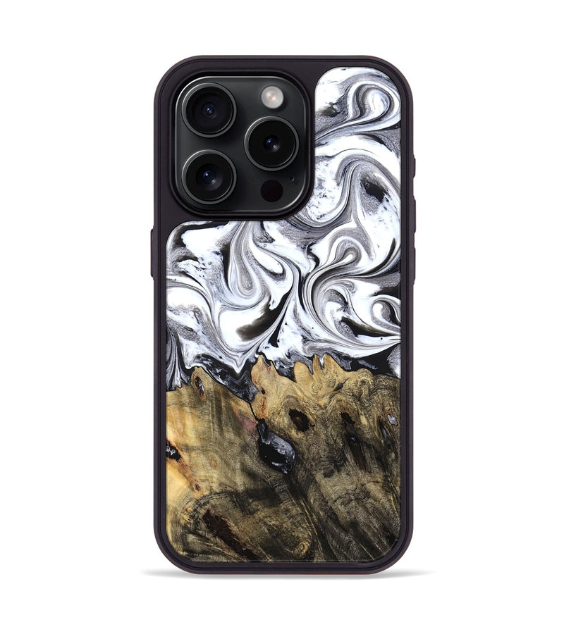 iPhone 15 Pro Wood Phone Case - West (Black & White, 827606)