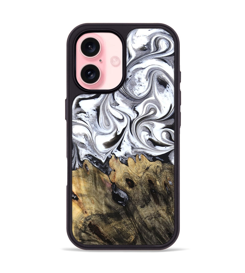iPhone 16 Wood Phone Case - West (Black & White, 827606)