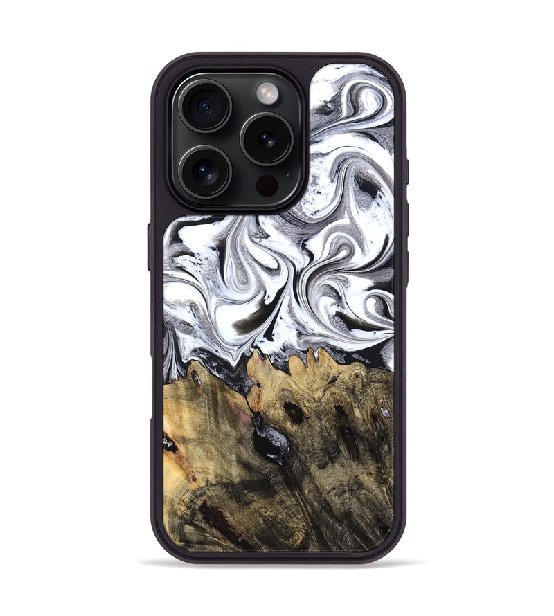 iPhone 16 Pro Wood Phone Case - West (Black & White, 827606)