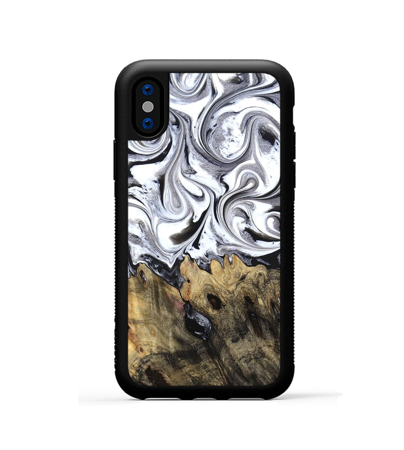 iPhone Xs Wood Phone Case - West (Black & White, 827606)
