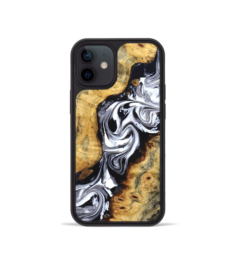 iPhone 12 mini Wood Phone Case - Birdie (Black & White, 827607)