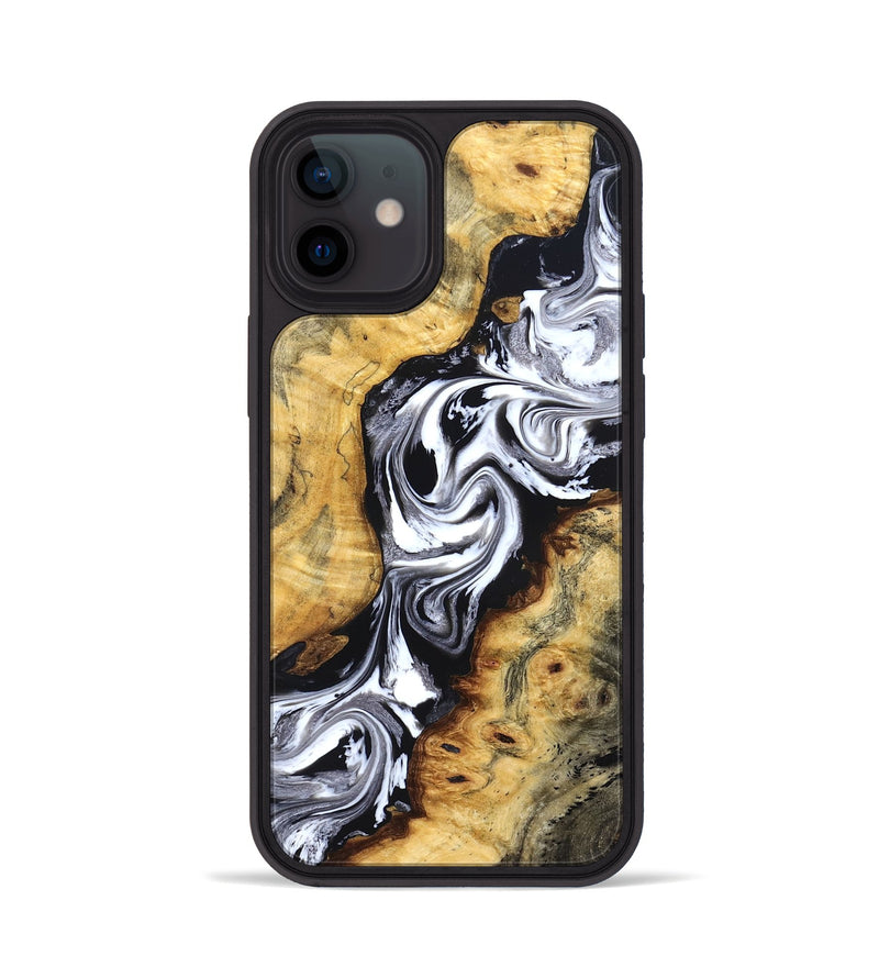 iPhone 12 Wood Phone Case - Birdie (Black & White, 827607)