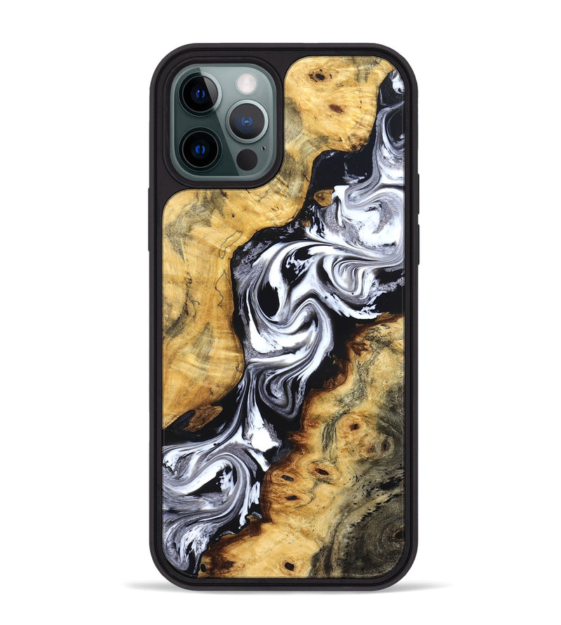 iPhone 12 Pro Max Wood Phone Case - Birdie (Black & White, 827607)