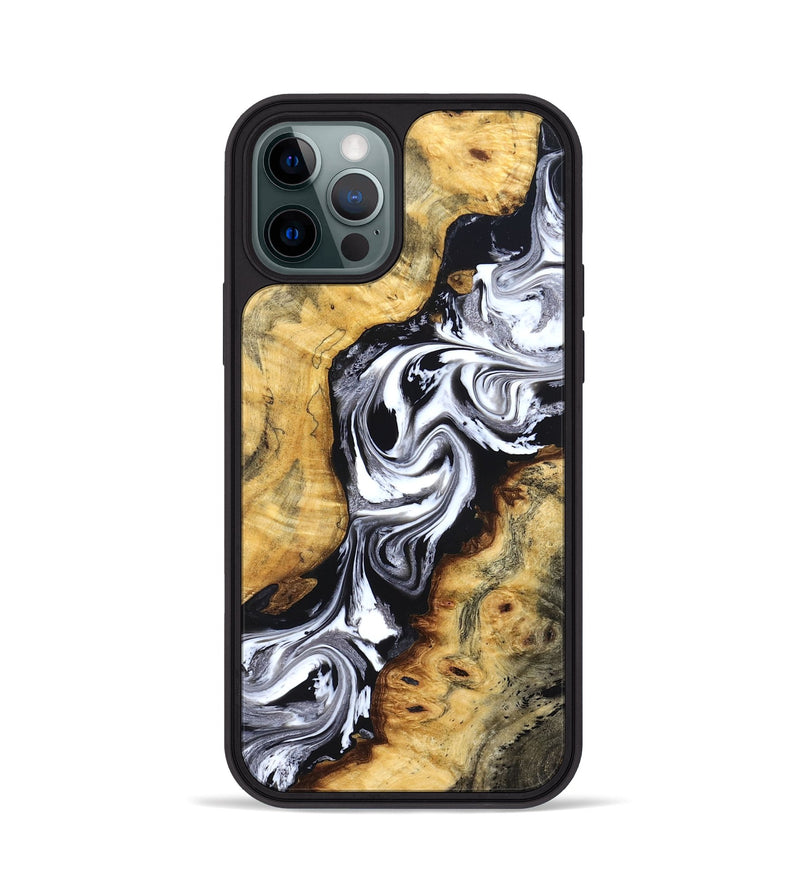 iPhone 12 Pro Wood Phone Case - Birdie (Black & White, 827607)