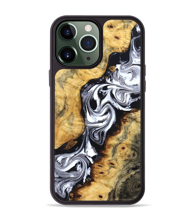 iPhone 13 Pro Max Wood Phone Case - Birdie (Black & White, 827607)