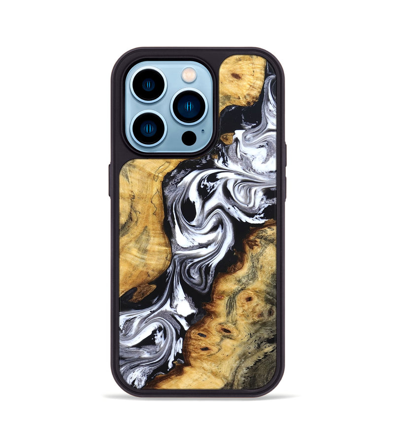 iPhone 14 Pro Wood Phone Case - Birdie (Black & White, 827607)