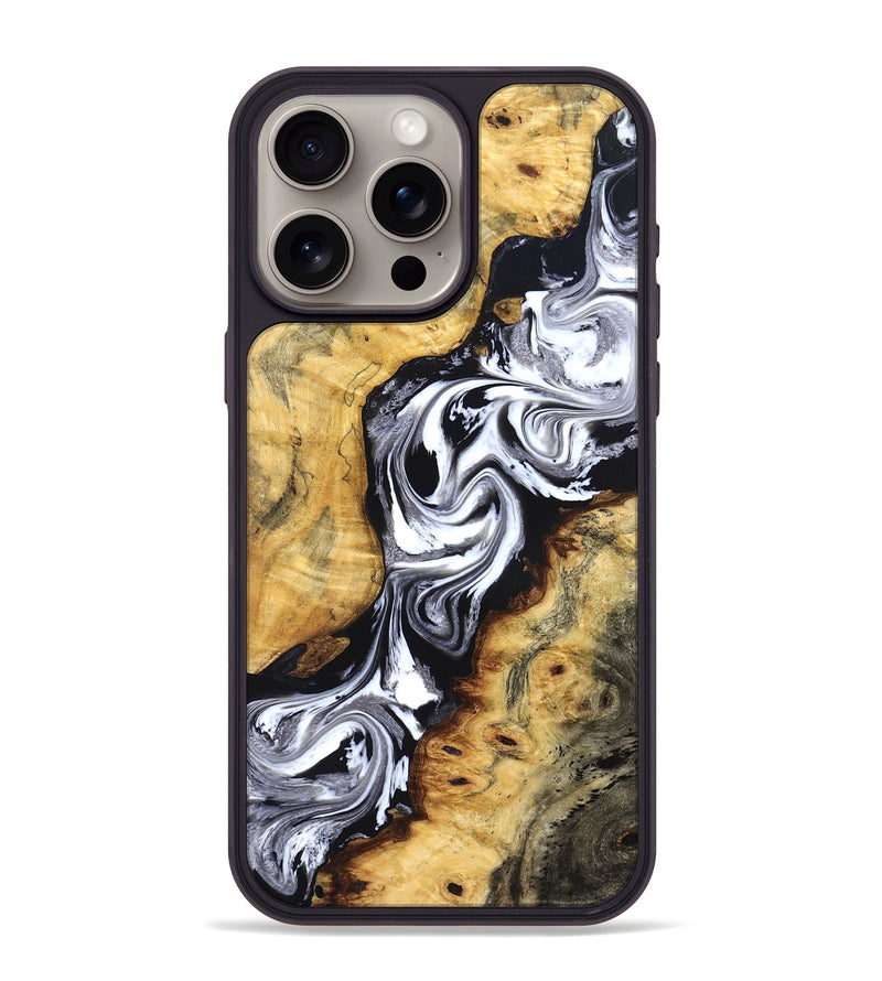 iPhone 15 Pro Max Wood Phone Case - Birdie (Black & White, 827607)