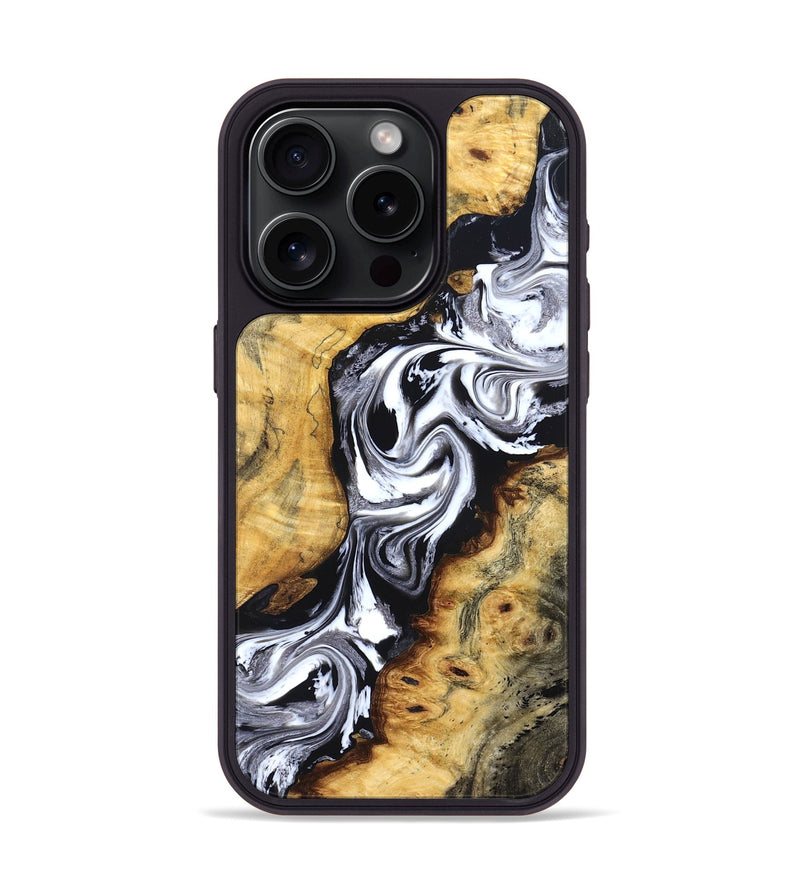 iPhone 15 Pro Wood Phone Case - Birdie (Black & White, 827607)