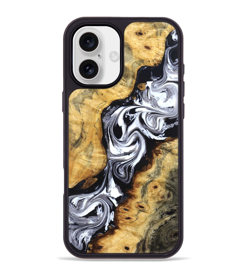iPhone 16 Plus Wood Phone Case - Birdie (Black & White, 827607)