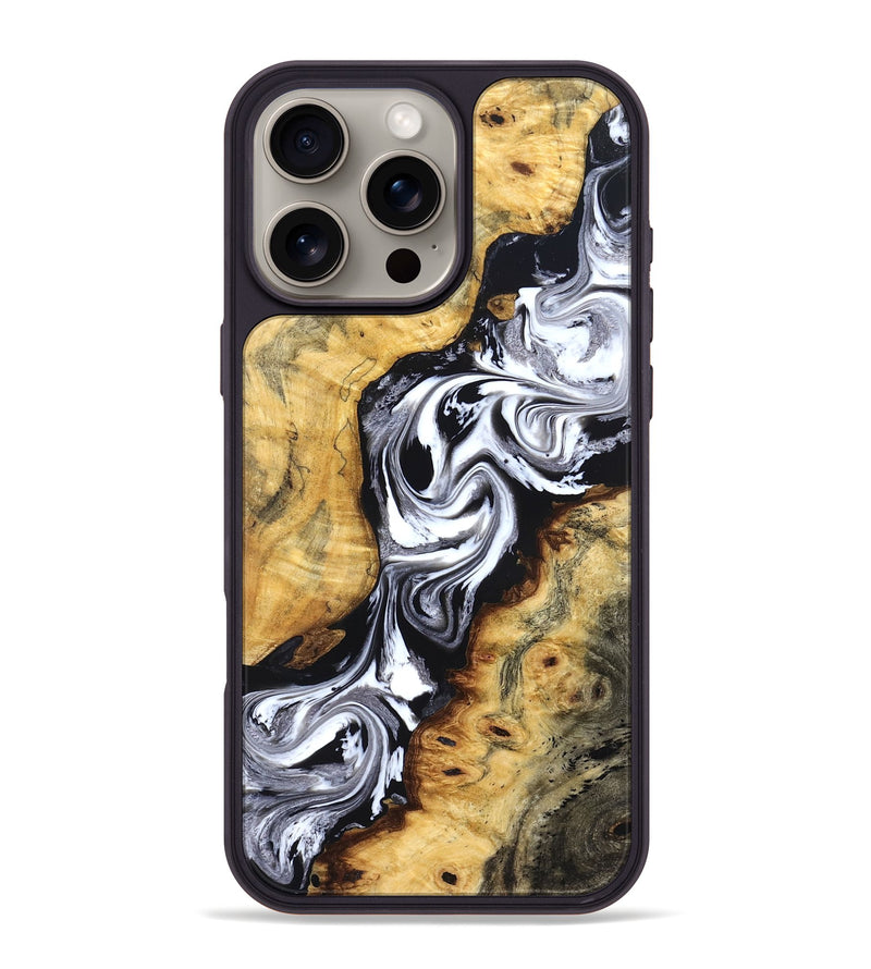 iPhone 16 Pro Max Wood Phone Case - Birdie (Black & White, 827607)