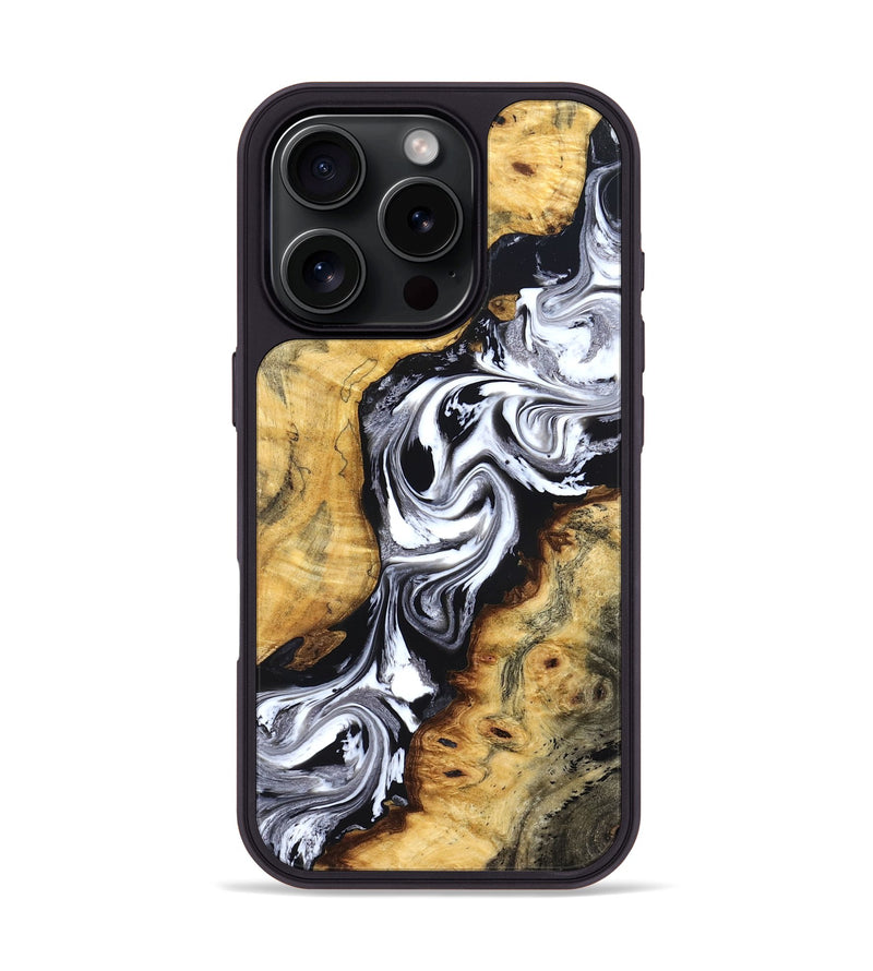 iPhone 16 Pro Wood Phone Case - Birdie (Black & White, 827607)
