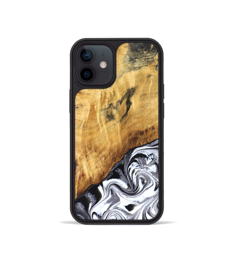 iPhone 12 mini Wood Phone Case - Rishi (Black & White, 827608)