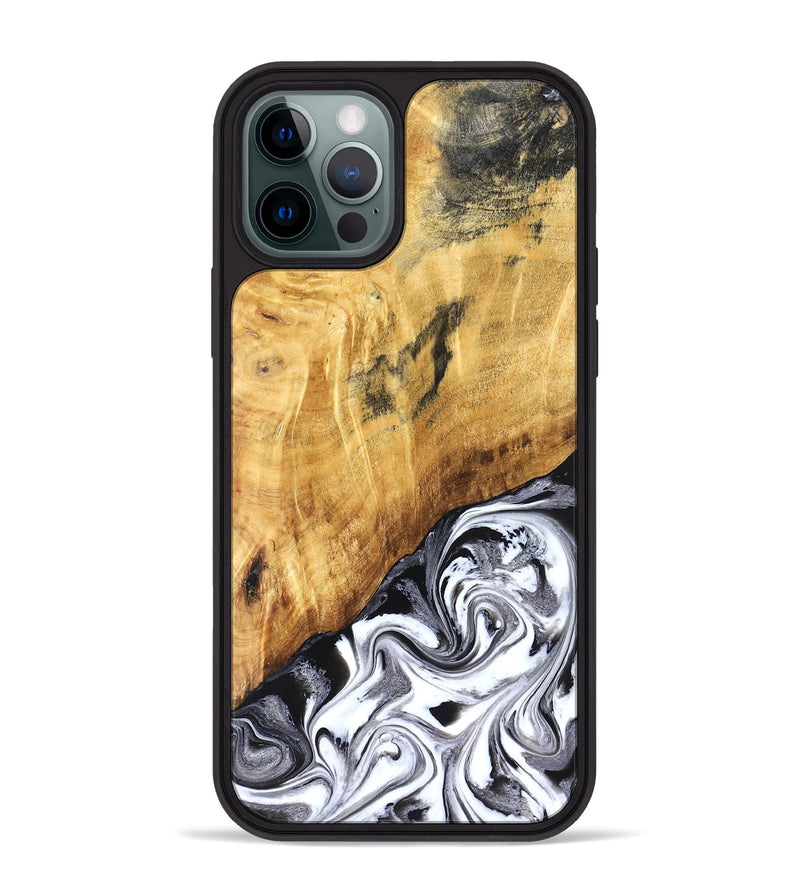 iPhone 12 Pro Max Wood Phone Case - Rishi (Black & White, 827608)