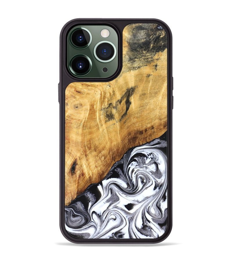 iPhone 13 Pro Max Wood Phone Case - Rishi (Black & White, 827608)