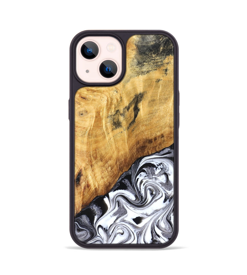 iPhone 14 Wood Phone Case - Rishi (Black & White, 827608)