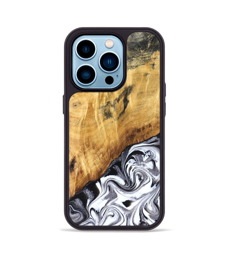 iPhone 14 Pro Wood Phone Case - Rishi (Black & White, 827608)