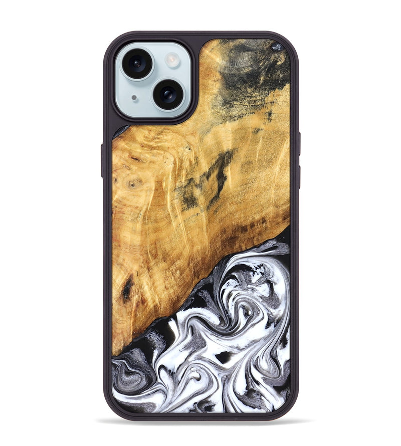 iPhone 15 Plus Wood Phone Case - Rishi (Black & White, 827608)