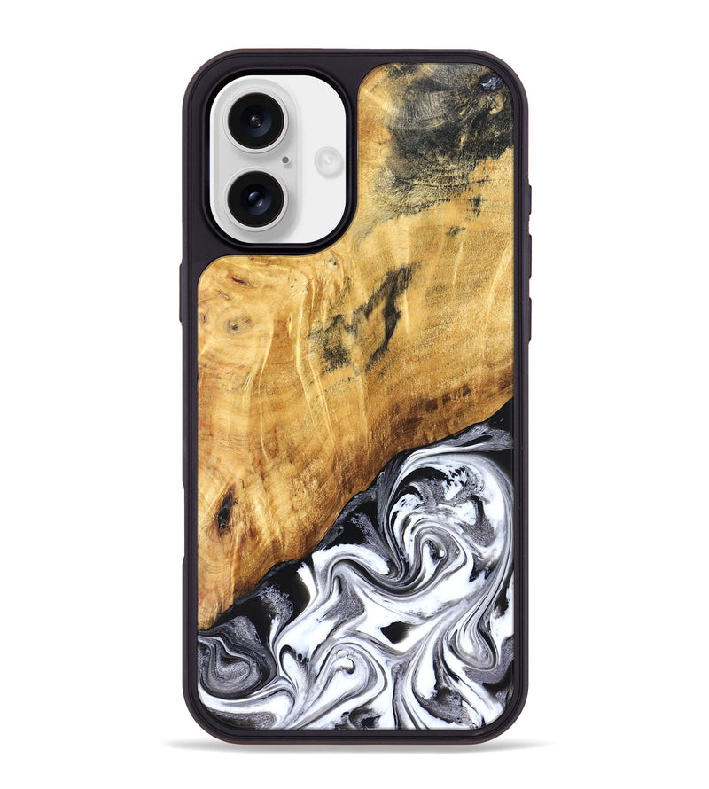 iPhone 16 Plus Wood Phone Case - Rishi (Black & White, 827608)