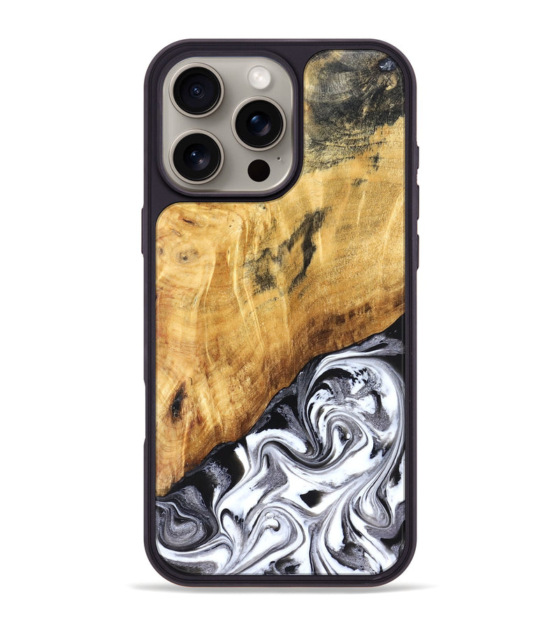 iPhone 16 Pro Max Wood Phone Case - Rishi (Black & White, 827608)