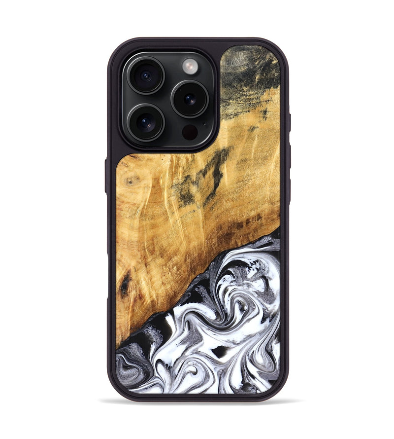 iPhone 16 Pro Wood Phone Case - Rishi (Black & White, 827608)