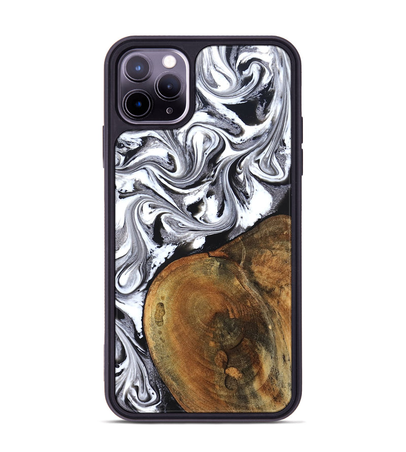 iPhone 11 Pro Max Wood Phone Case - Bess (Black & White, 827609)