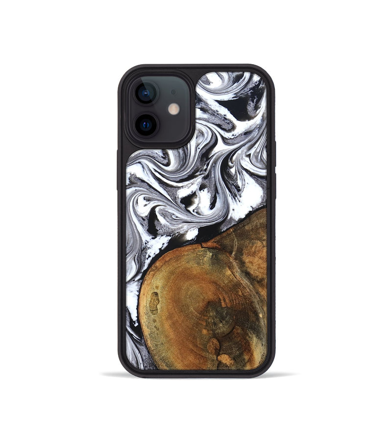 iPhone 12 mini Wood Phone Case - Bess (Black & White, 827609)