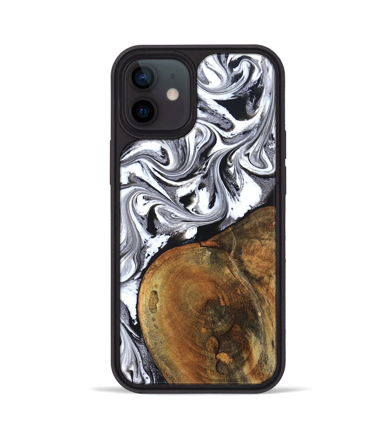 iPhone 12 Wood Phone Case - Bess (Black & White, 827609)