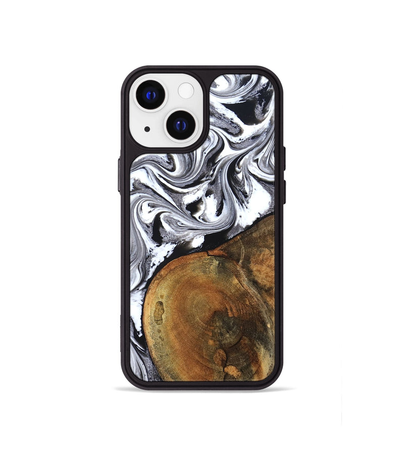iPhone 13 mini Wood Phone Case - Bess (Black & White, 827609)