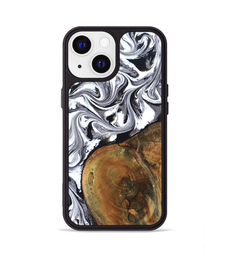 iPhone 13 Wood Phone Case - Bess (Black & White, 827609)